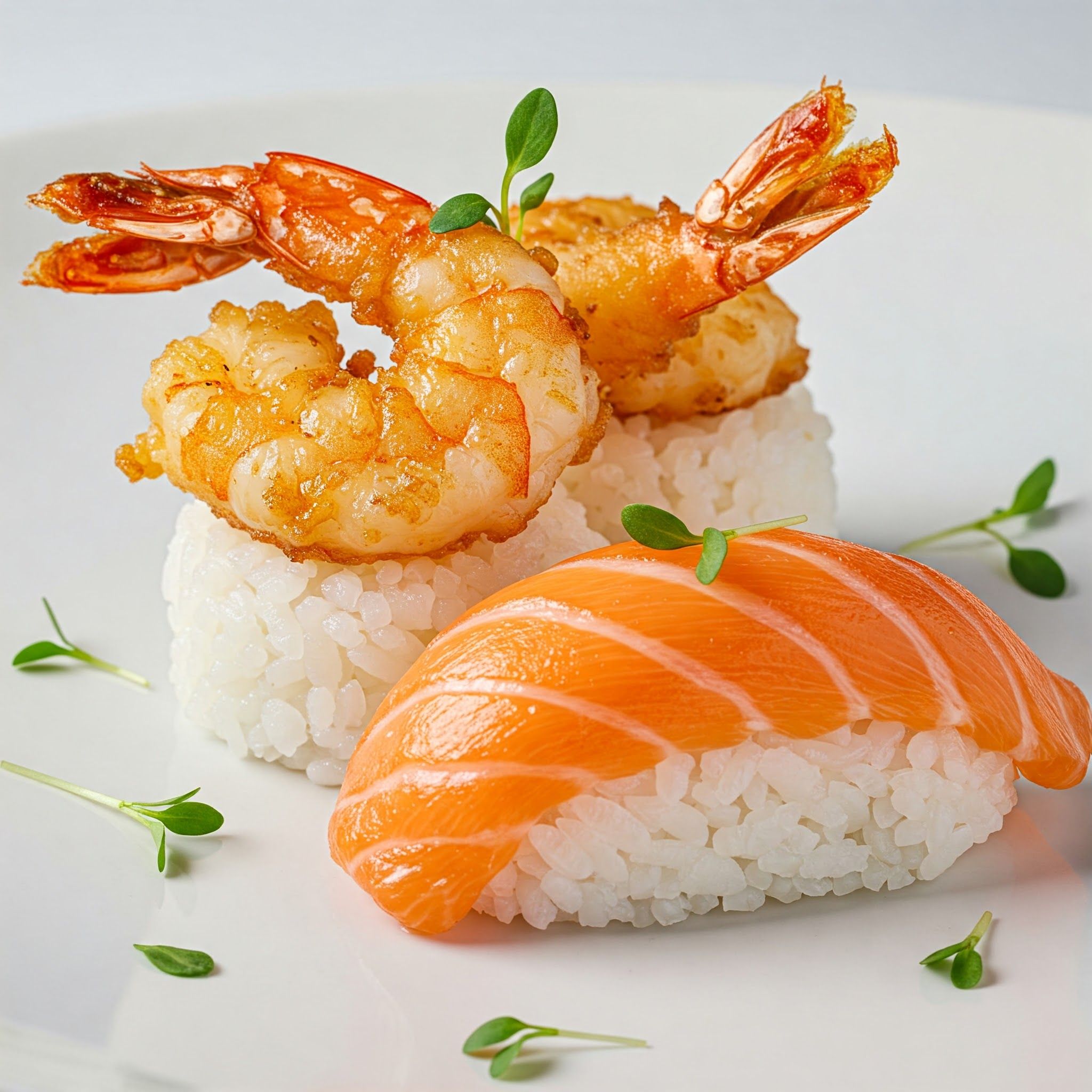 Nigiri Fried Shrimp And Salmon