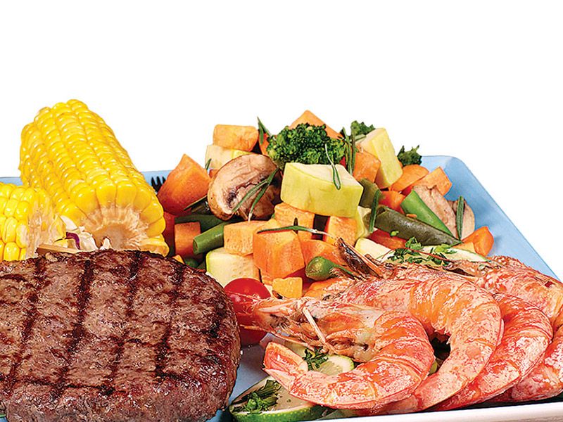 Grilled Beef Burger And Shrimp