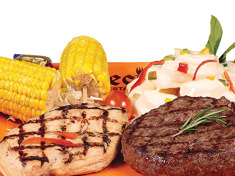 Grilled Beef Burger And Chicken