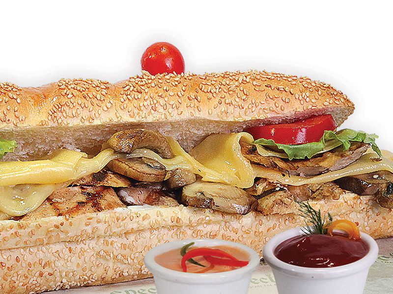 Grilled Chicken Cheese And Mushroom Sandwich
