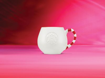 Mug White Candycane Handle 14 Oz