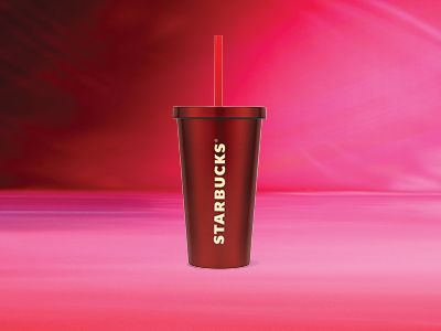 Stainless Steel Cold Cup Red Gold Wordmark 16 Oz