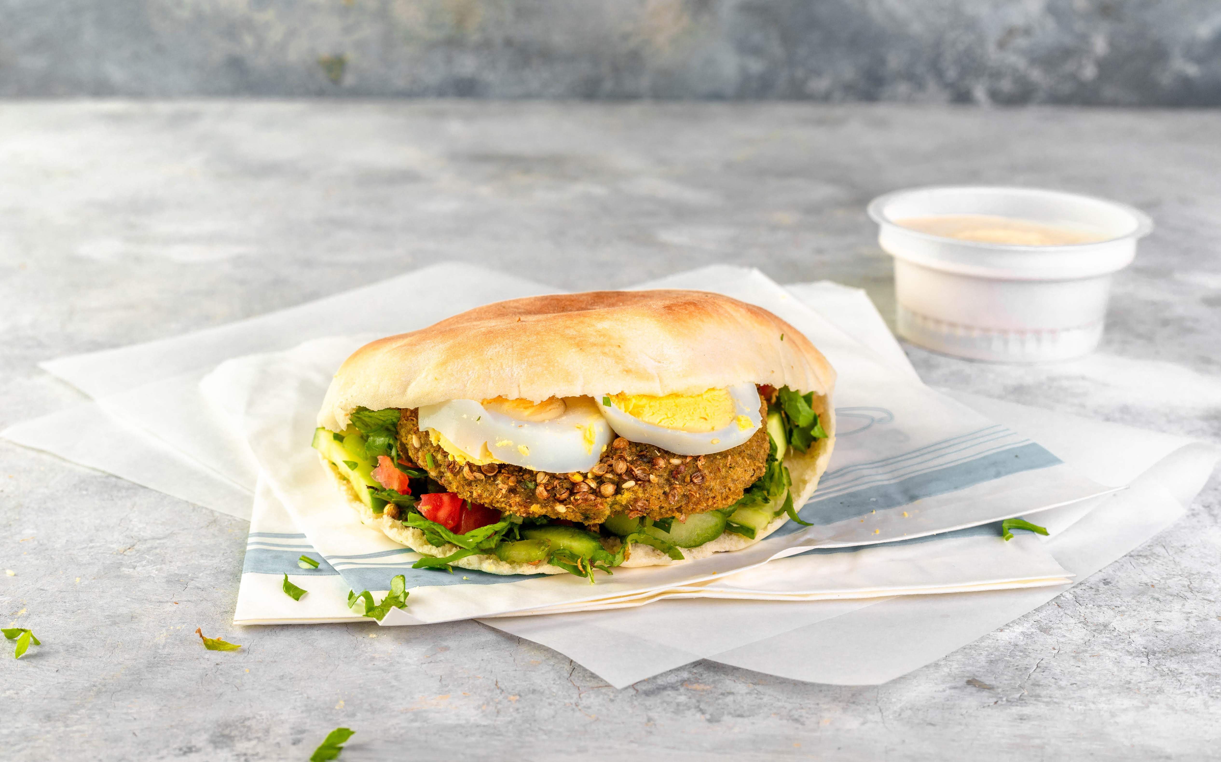 Falafel Sandwich With Eggs