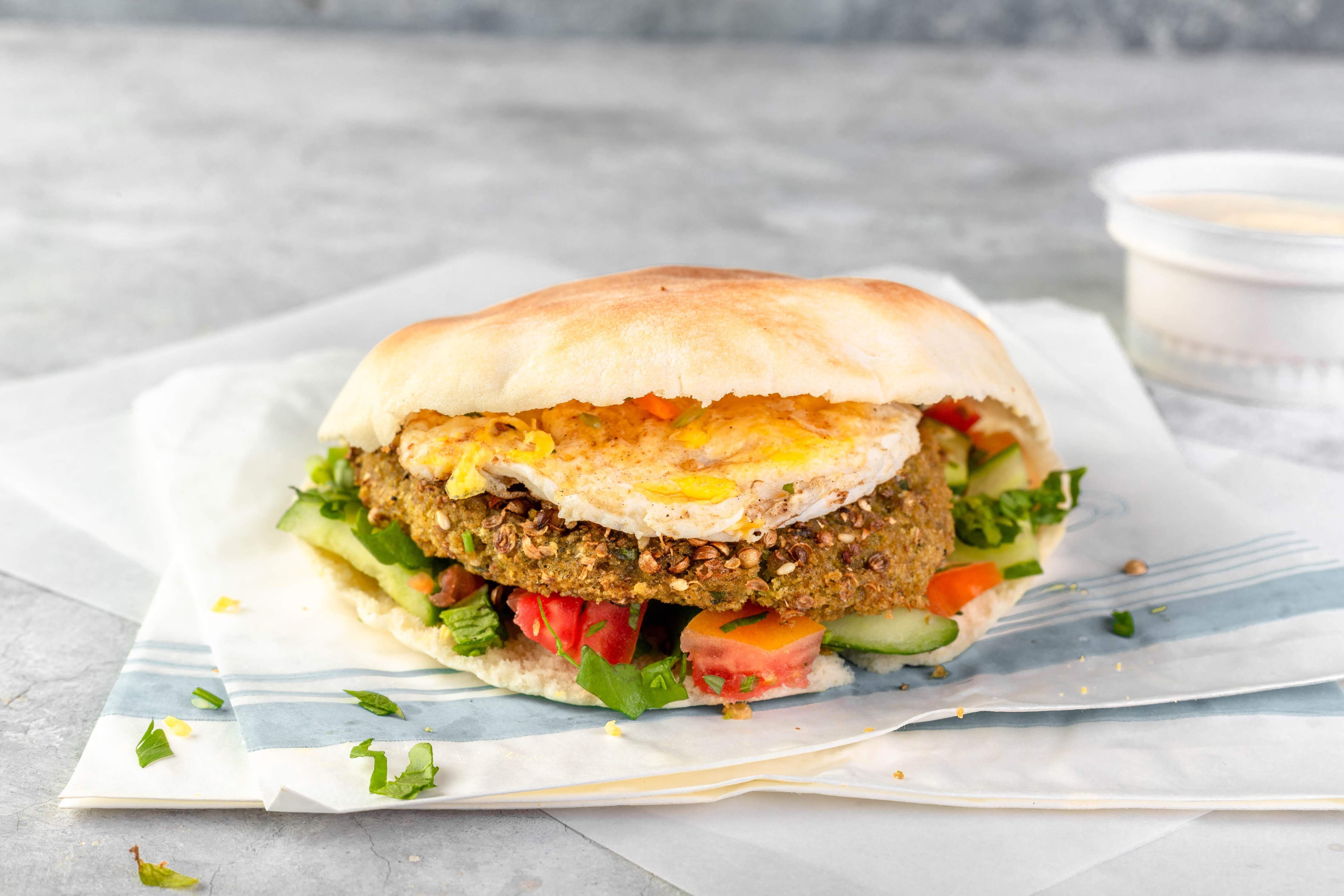 Falafel Sandwich With Omelet