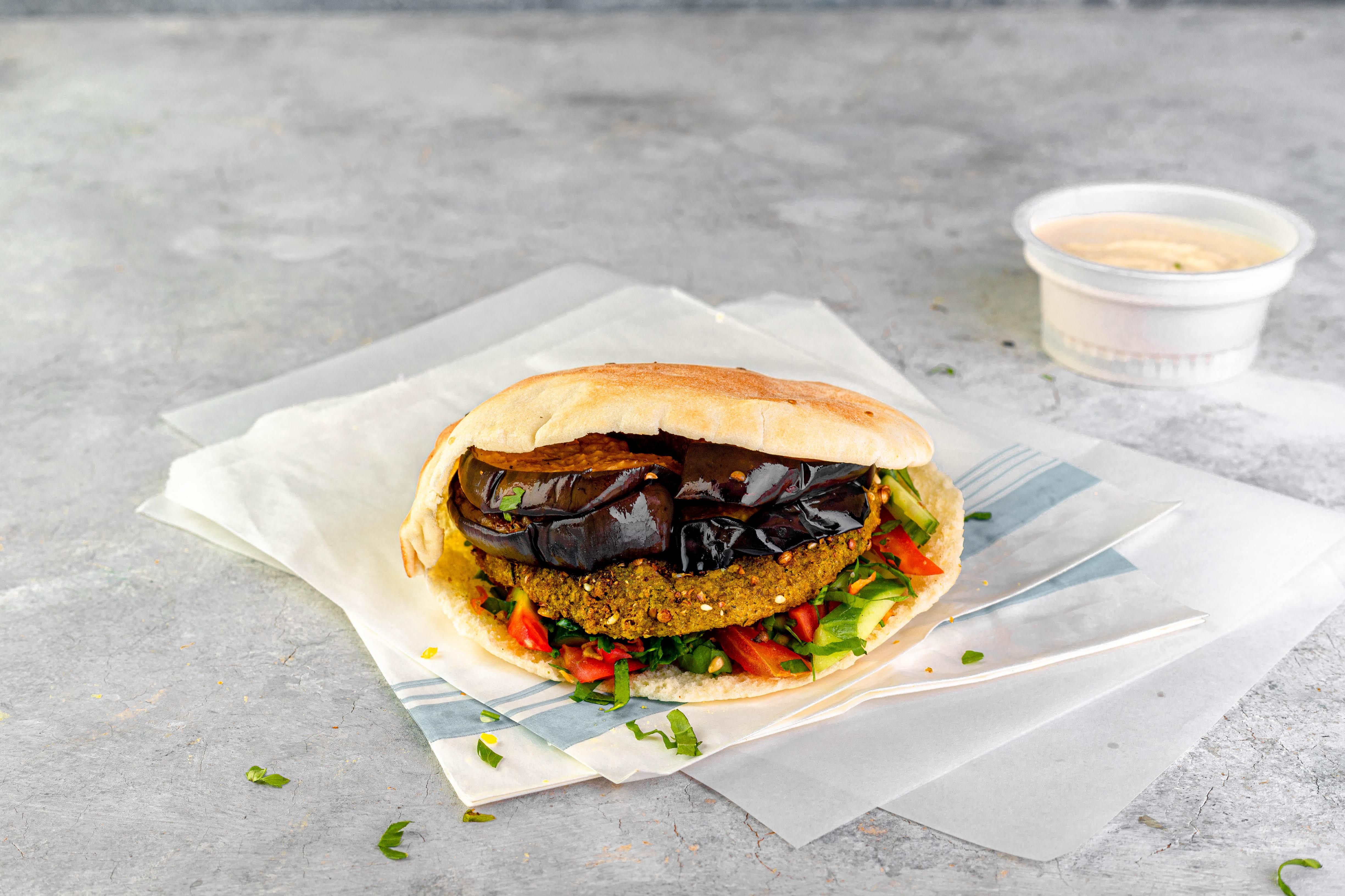 Falafel With Eggplant Sandwich