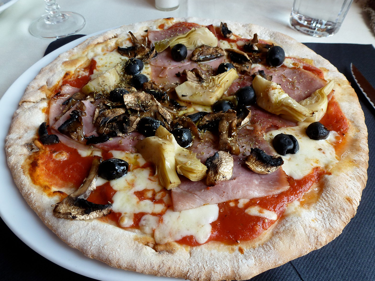 Italian capricciosa pizza