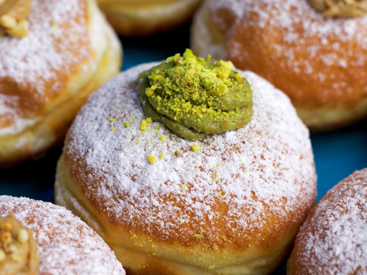 Stuffed Kunafa Pistachio Doughnuts