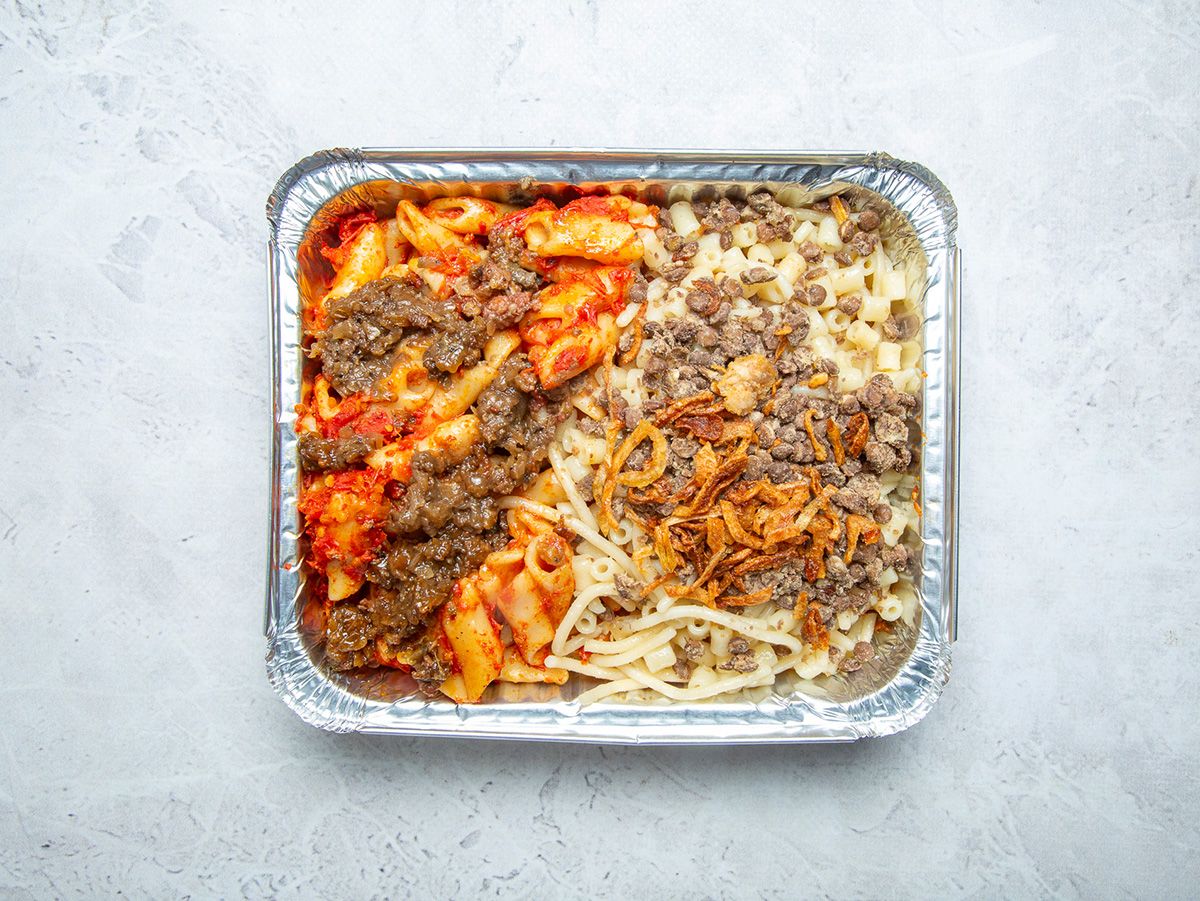 Koshary On Meat Pasta Tagine