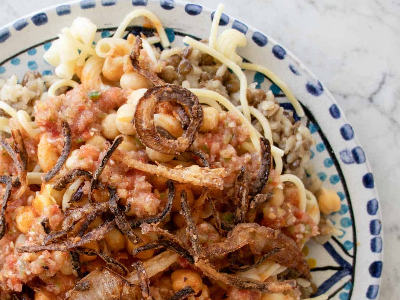 Koshary with mushrooms