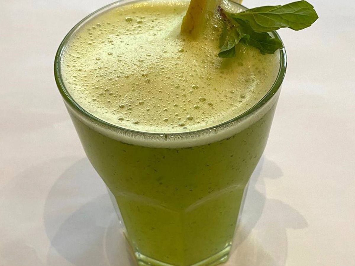 Homemade Lemon With Mint Juice.