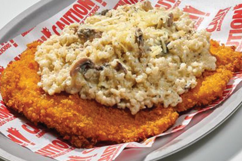 Loaded Flat Chicken with Mushroom Risotto