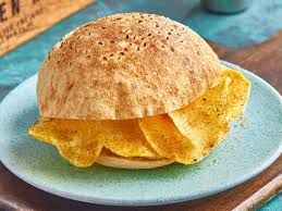 Chips sandwich with pastrami omelette