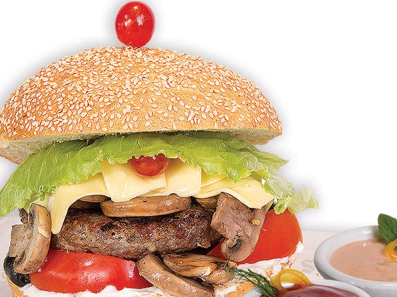 Mega Mushrooms and Cheese Burger Sandwich