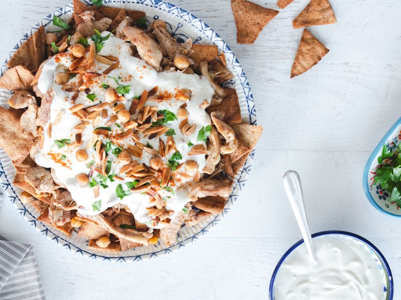 Beef Shawarma Fattah with Mozzarella Cheese