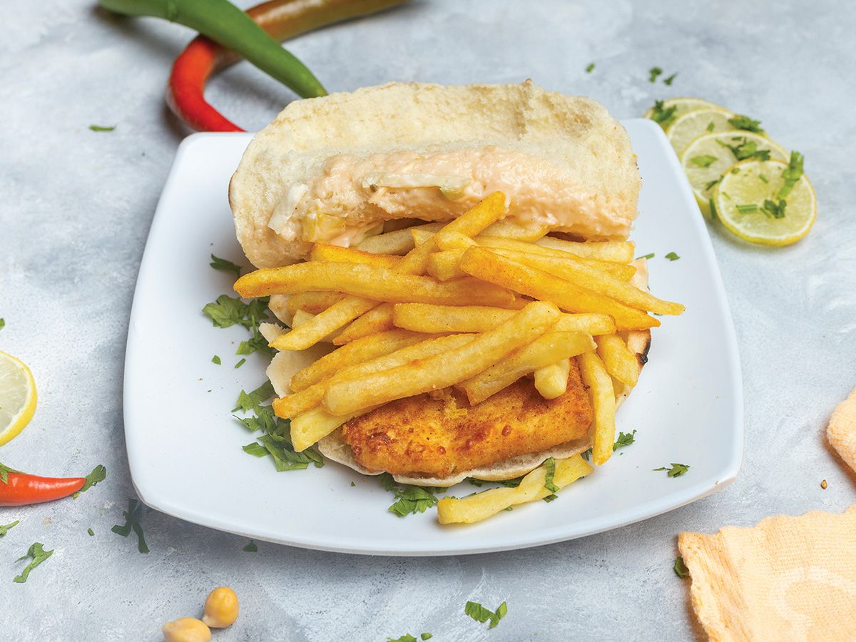 Fried cheese sandwich with potatoes