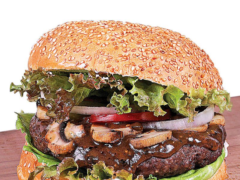 Mushroom Pepper Sauce Burger Sandwich