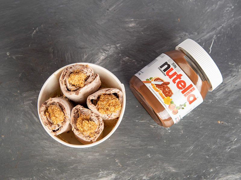 Nutella Kunafa Ice Cream Roll