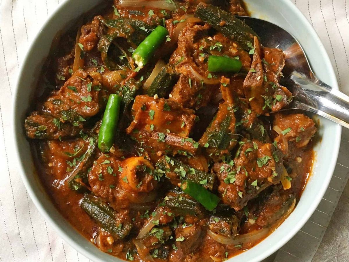 Okra with meat