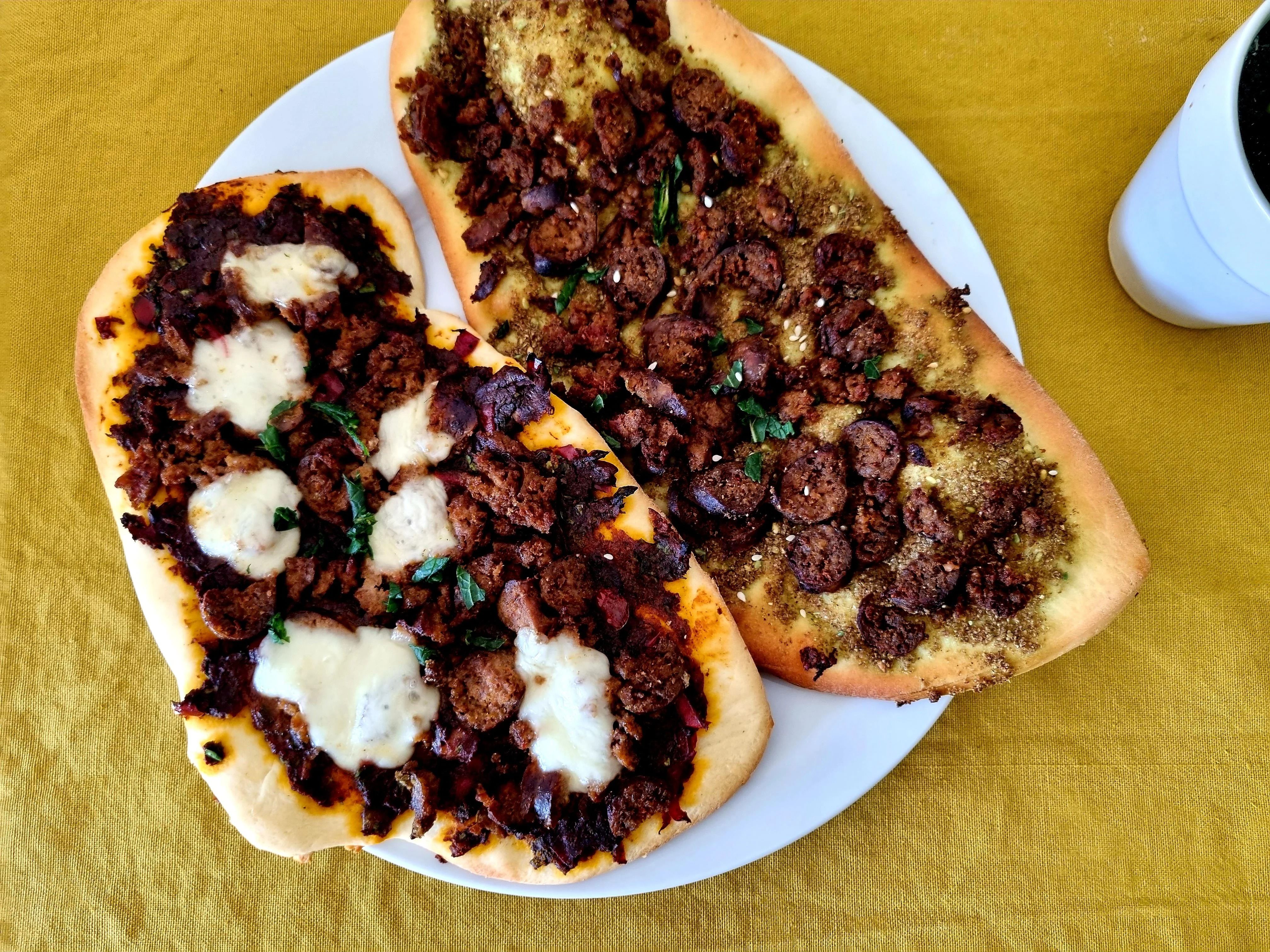 Manousheh with turkey and smoked turkey