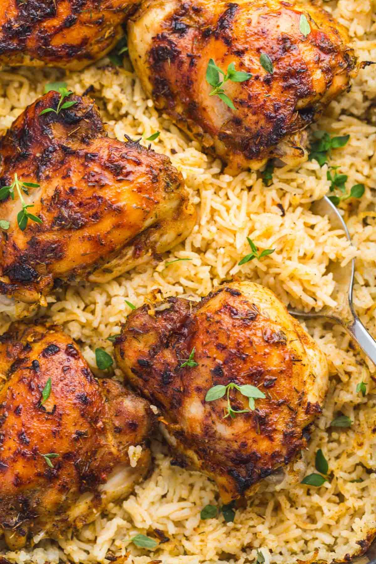 Basmati rice oven with BBQ chicken