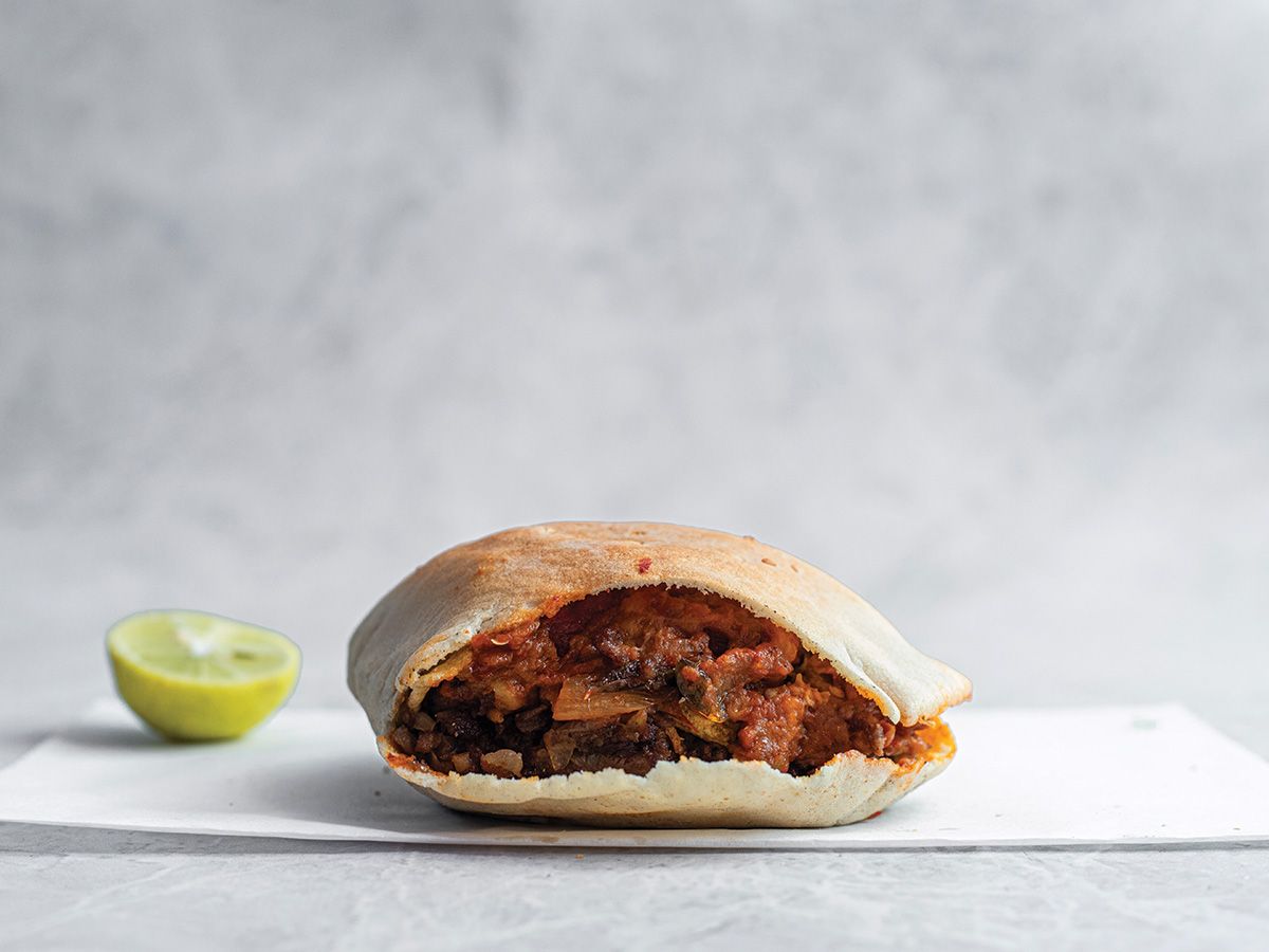 Mesakaa sandwich with meat