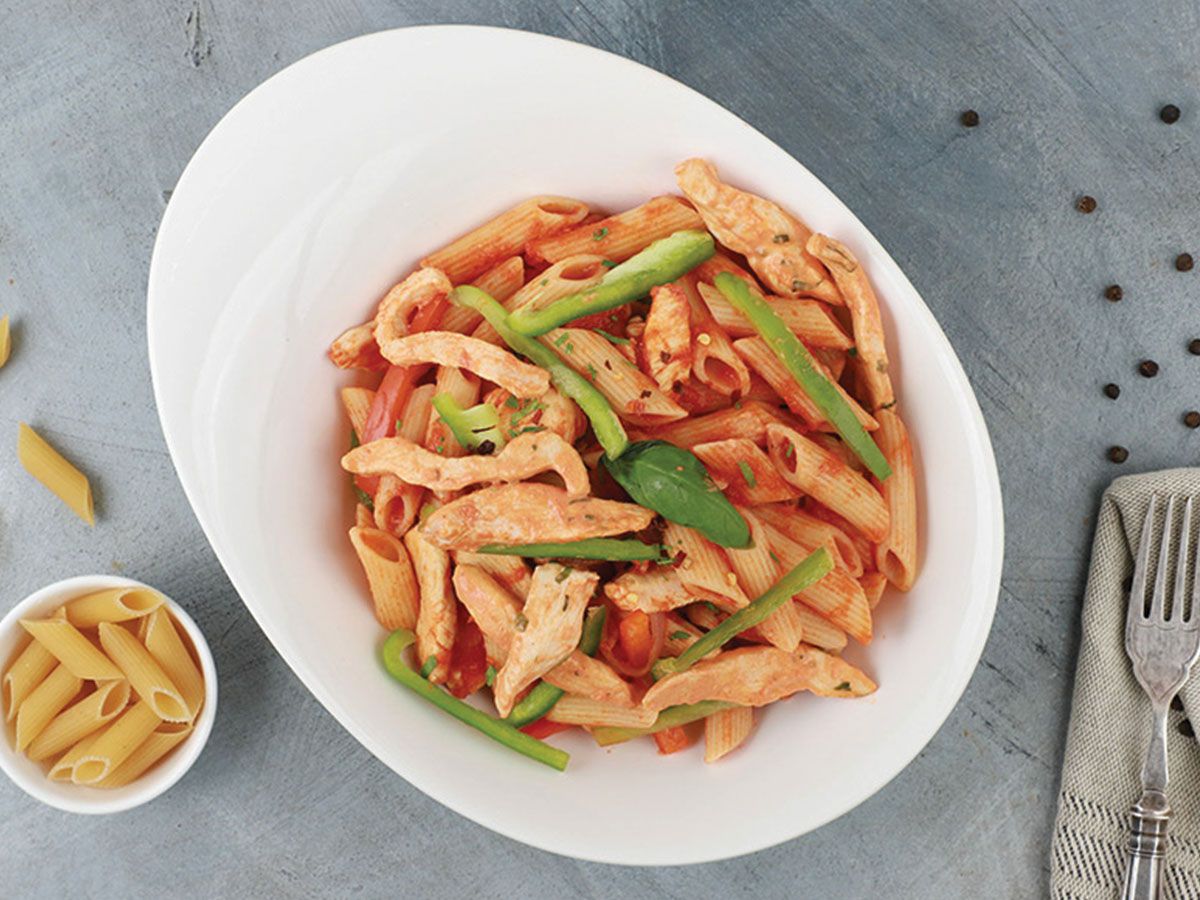 Chicken Pane And Pasta Meal