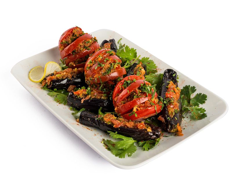 Pickled Eggplant With Pickled Tomatoes And Garlic
