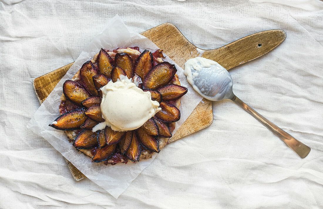 Plum Pieces With Ice Cream