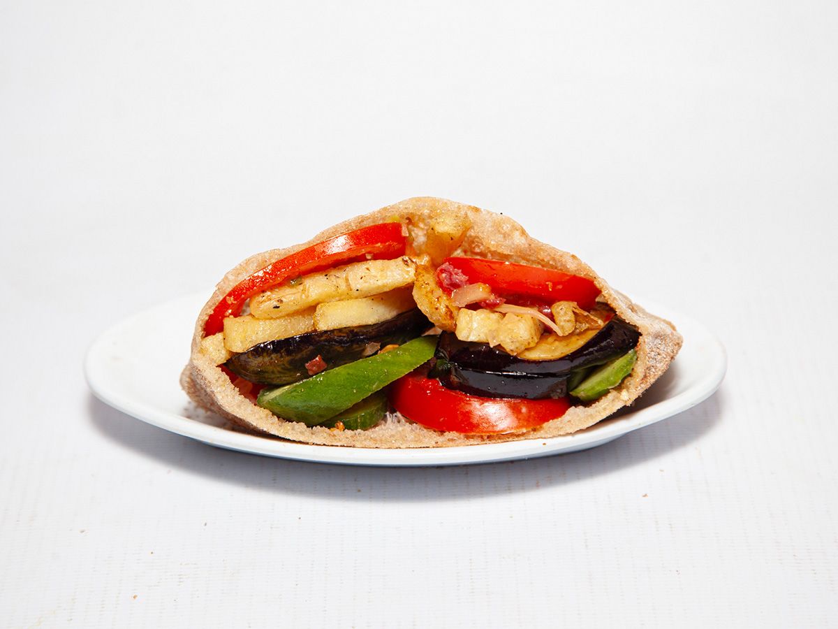 Potato With Fried Or Pickled Eggplant Sandwich
