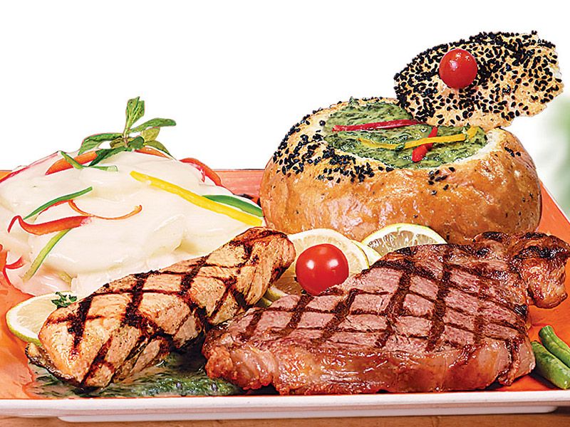 Ribeye And Salmon Steak