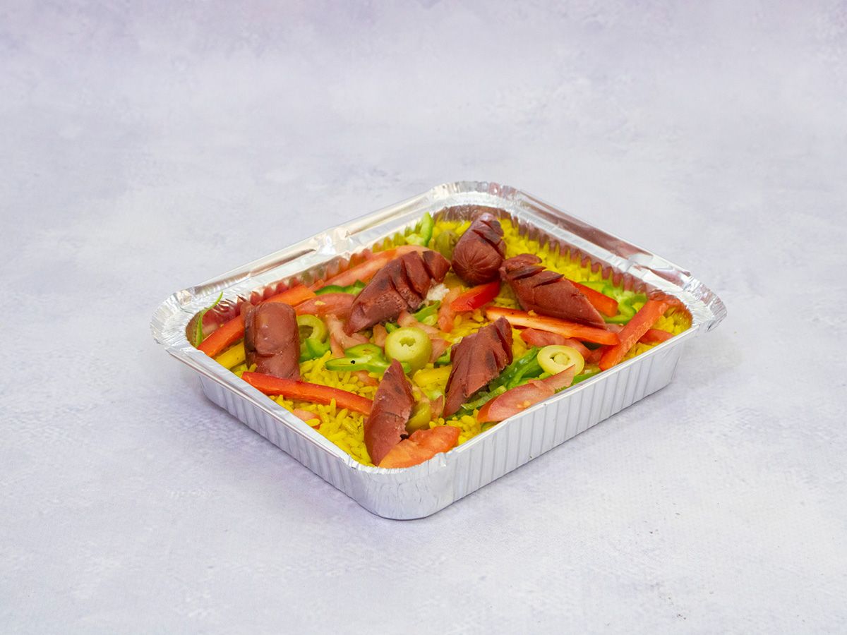 Rice with Mexican hot dog