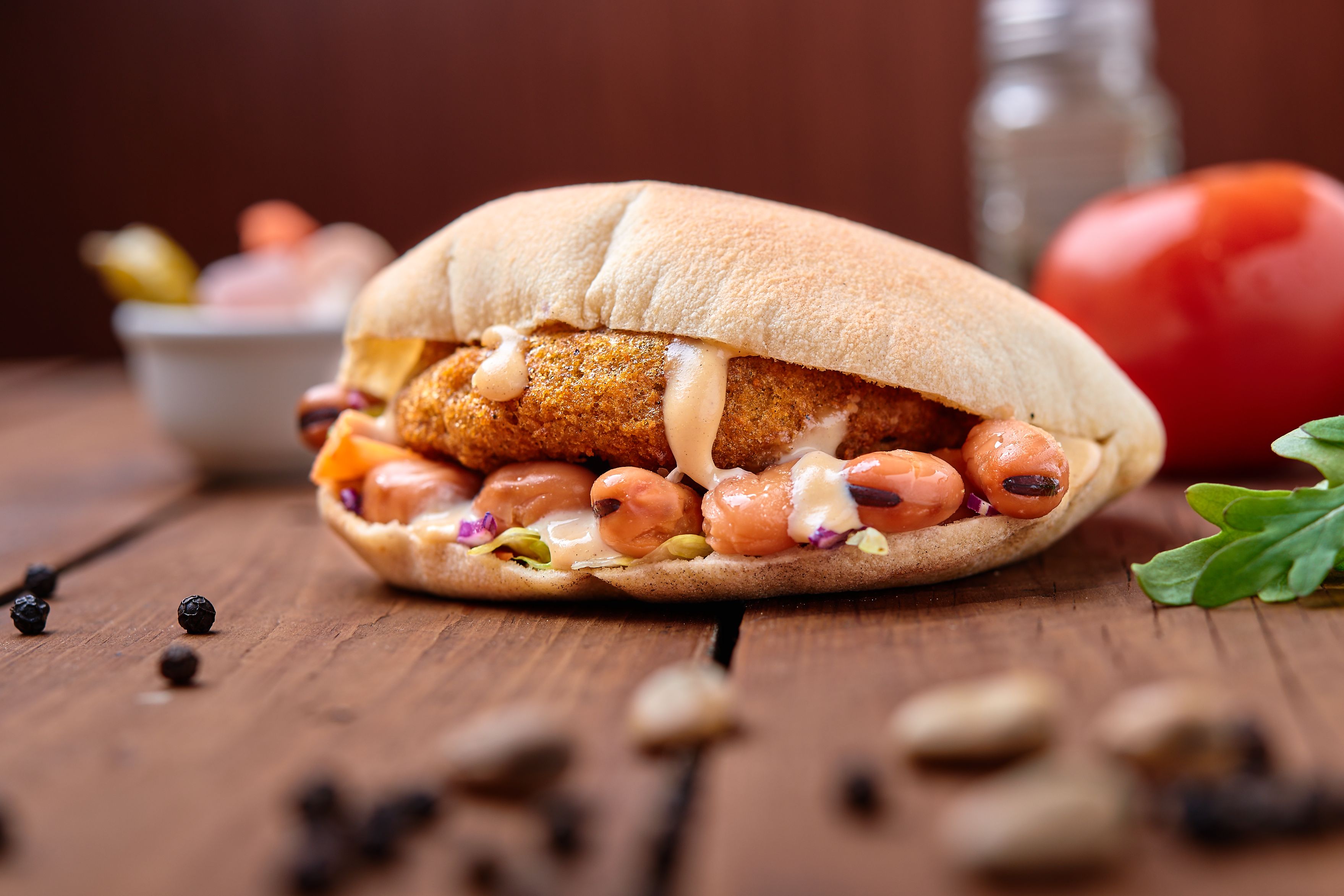 Mixed falafel sandwich