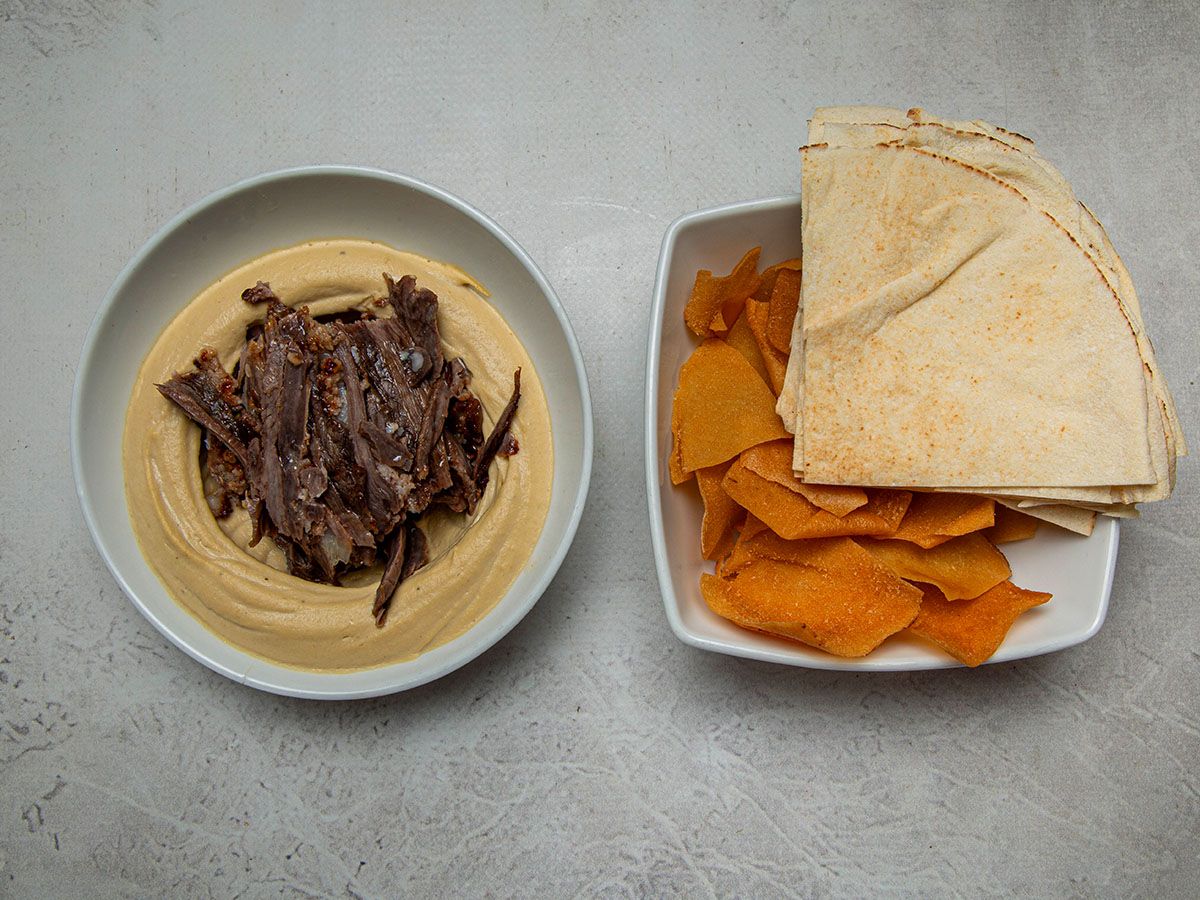 Hummus with Meat Shawarma Salad