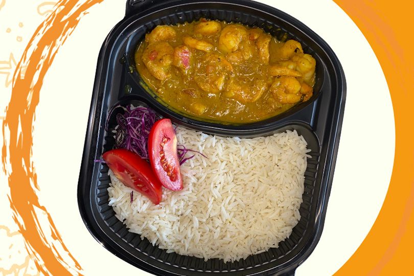 Shrimp meal with curry sauce