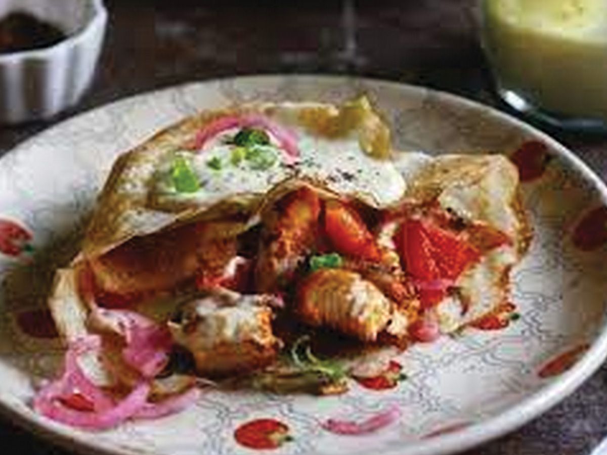 Smoked turkey crepe