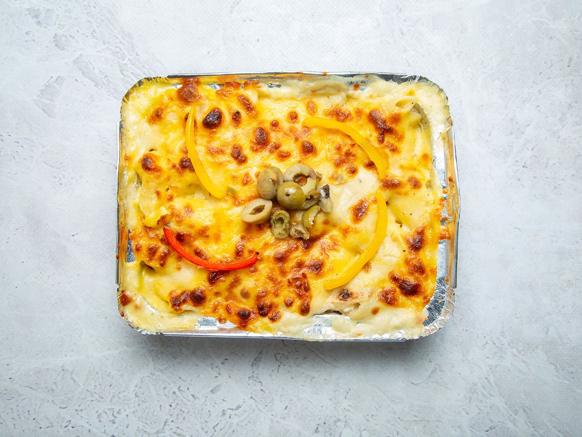 Special Pasta With Liver And Mozzarella Cheese Casserole