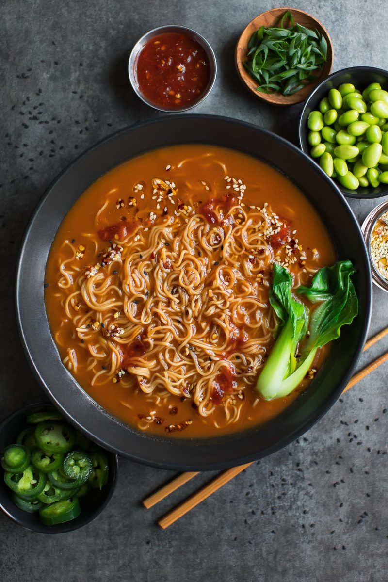 Spicy Ramen With Vegetables Soup