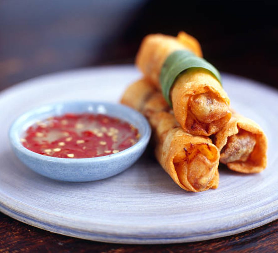 Vegetable Spring Rolls With Sweet Chili Sauce