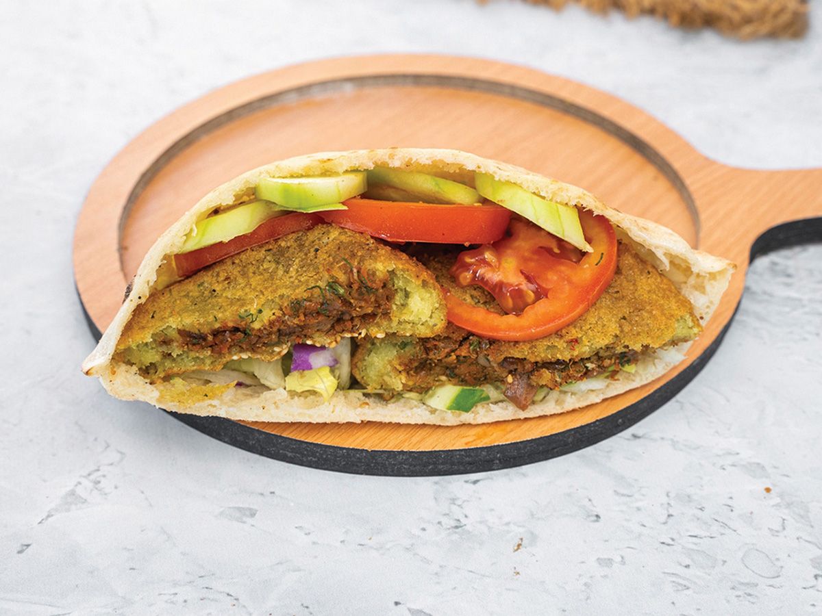 Stuffed taameya on eggplant