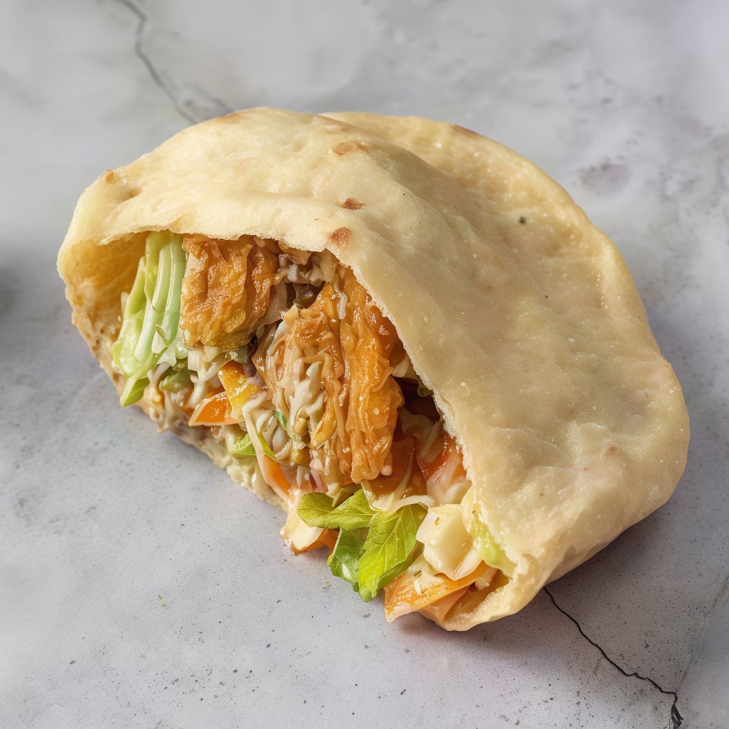 Falafel sandwich with pickled spiced lemon