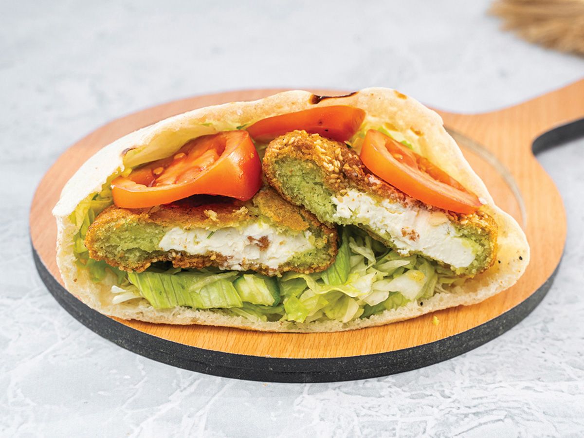 Taamia patty stuffed with Kiri cheese