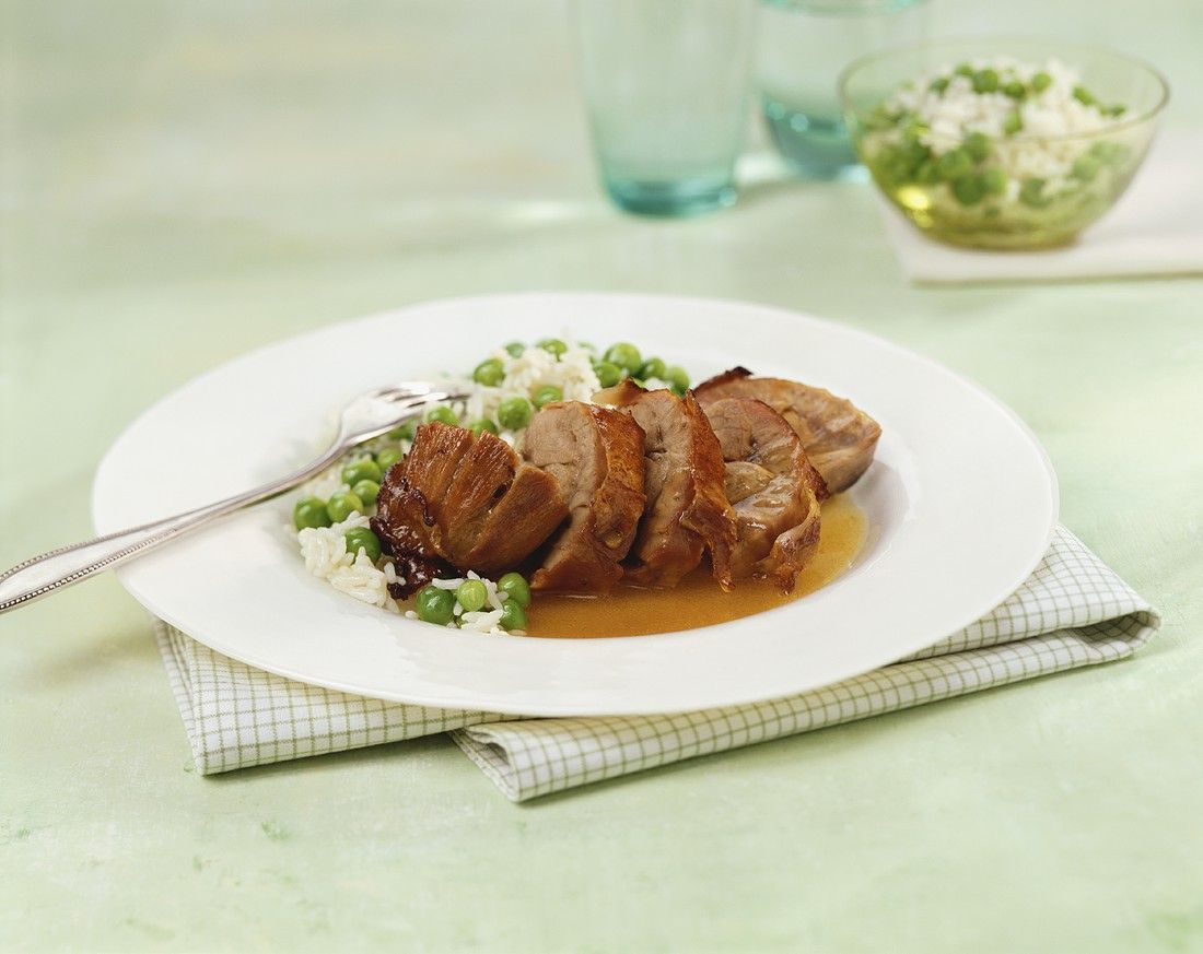 Veal shank with spiced rice