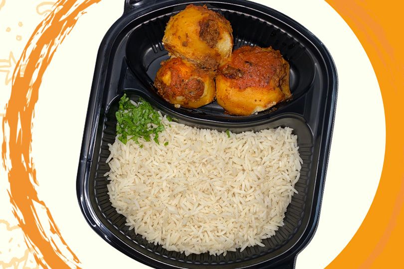 Vegetarian stuffed potato meal