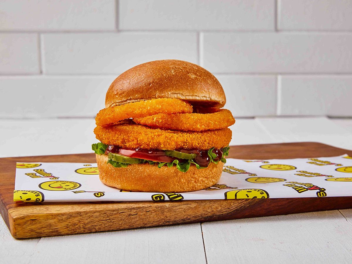 Veggie Burger With Onion Rings