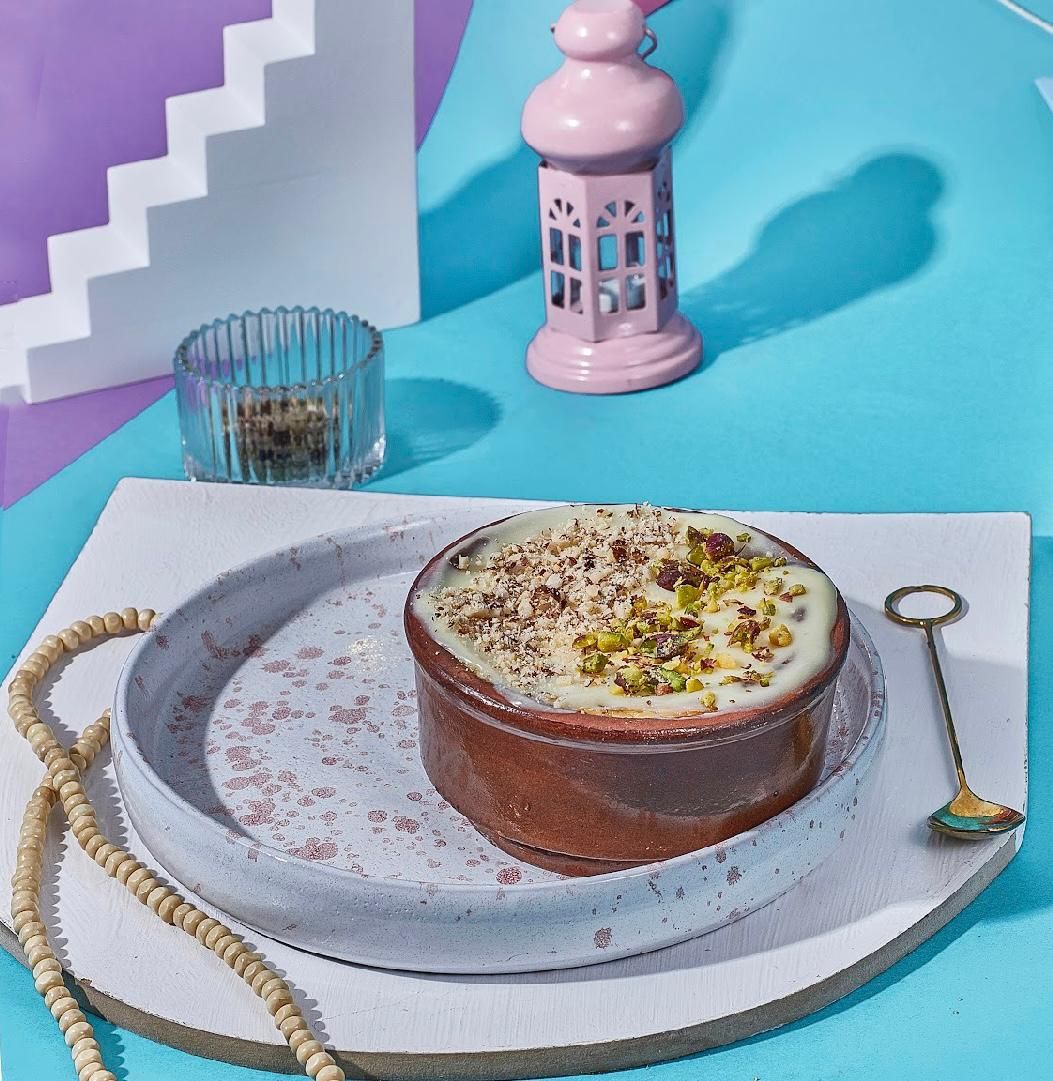 Um Ali with pistachio