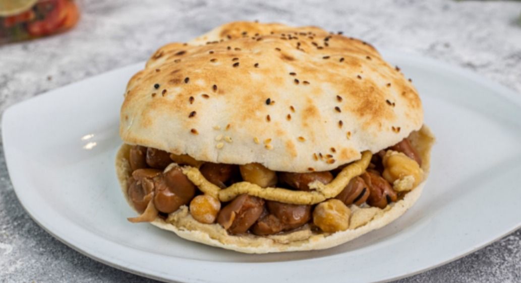 Foul with Hummus Sandwich