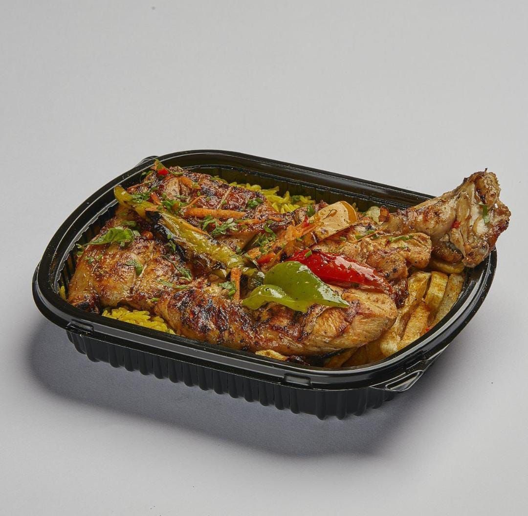 Half Chicken Grilled On Charcoal