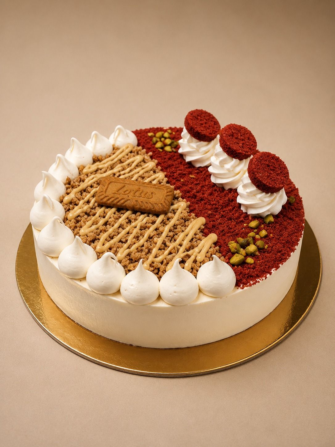 Lotus and Red Velvet Ice Cream Cake