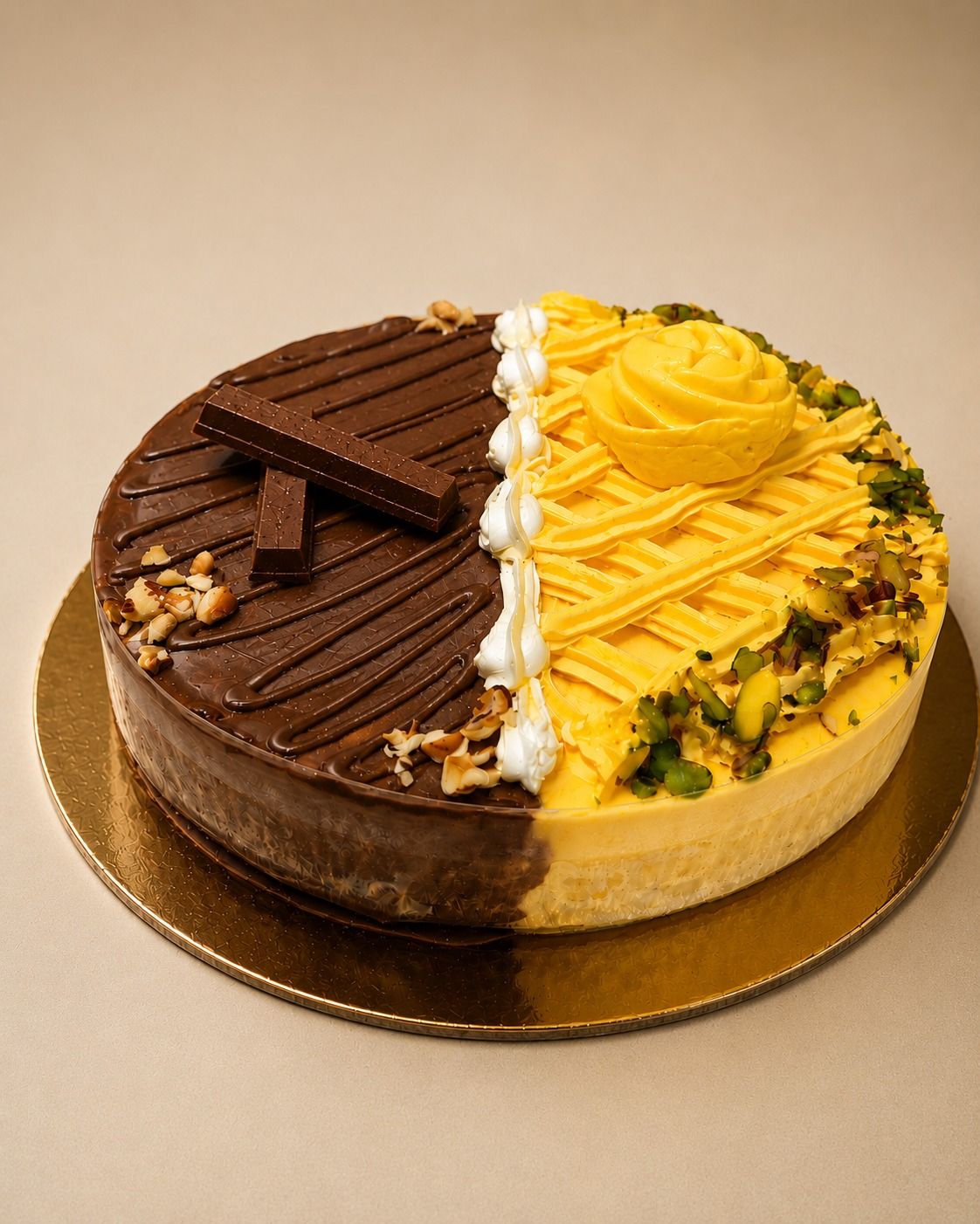 Chocolate and Mango Ice Cream Cake