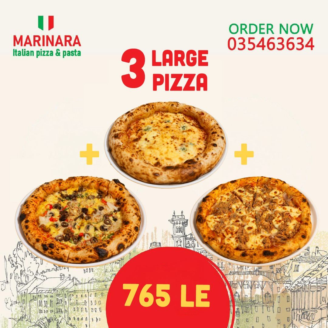 3 large pizza offer